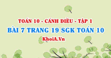 Bài 7 trang 19 SGK Toán 10 tập 1 Cánh Diều